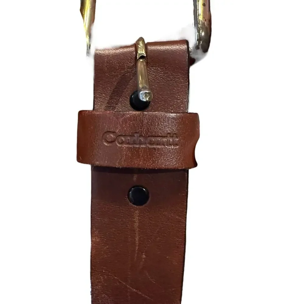 Carhartt Mens Size 52 Brown Leather Belt with Brass Buckle